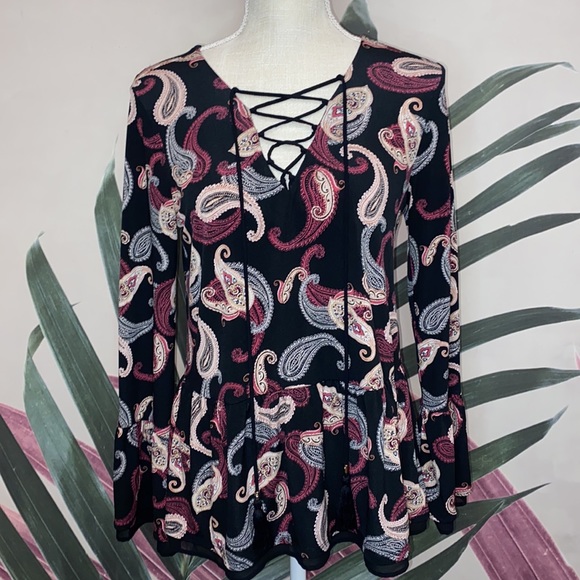 WHBM Long Sleeve Paisley Printed Blouse - Picture 4 of 12